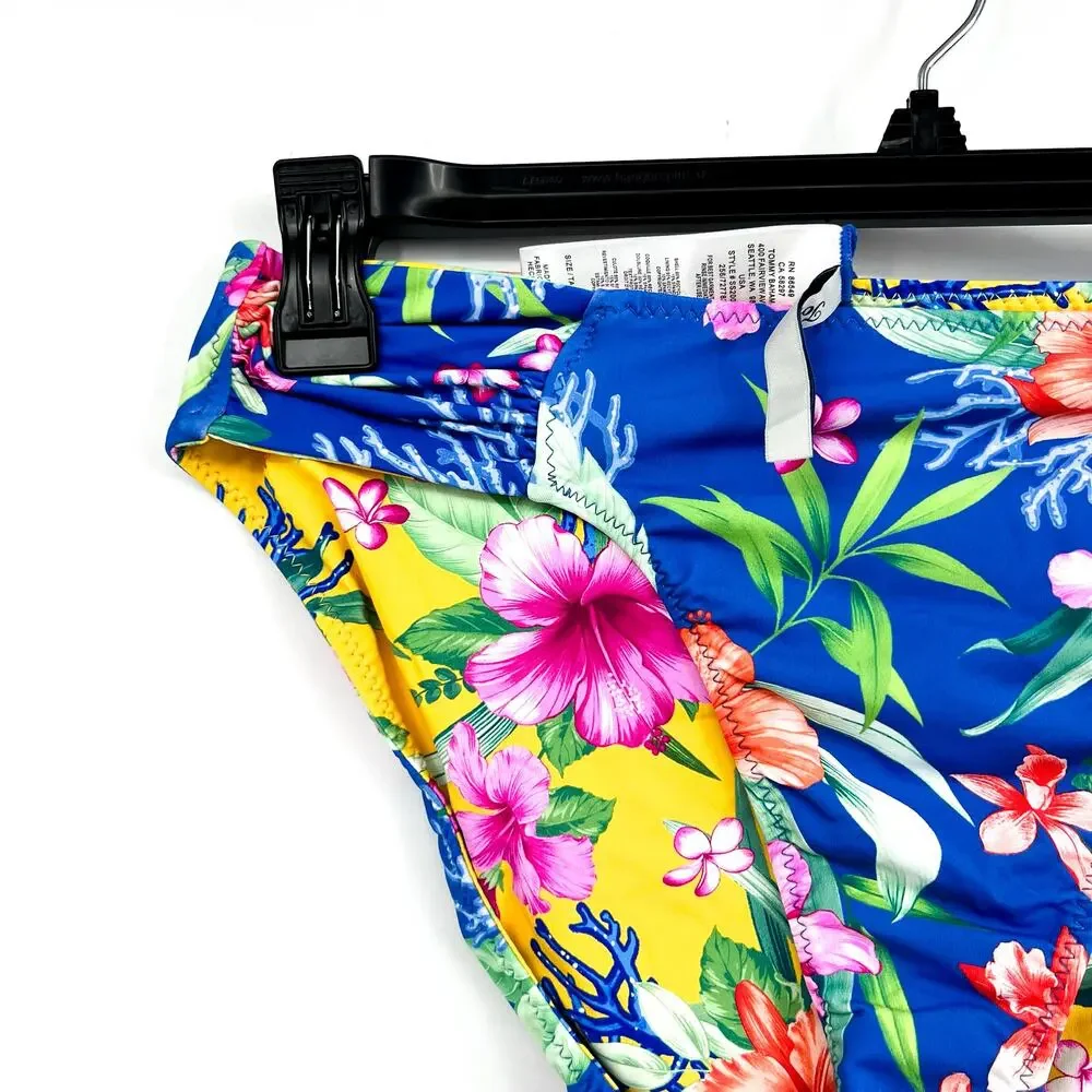 TOMMY BAHAMA Isola Vita Reversible Hipster Bikini Bottom XL Blue Yellow NWT